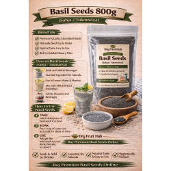 Basil Seeds (Sabja / Tukmariya) 800g | Premium Quality Sabja Seeds
