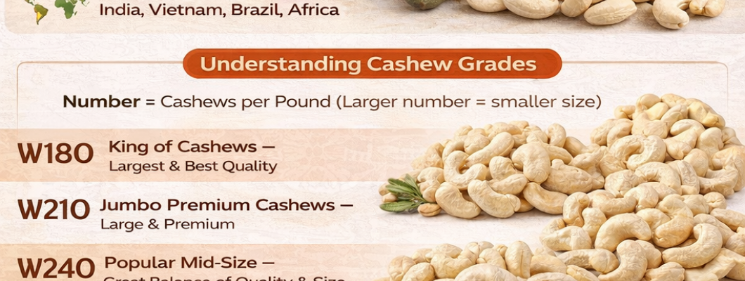 Cashew Nuts: Complete Guide on Grades, Quality, Origin & Buying Tips