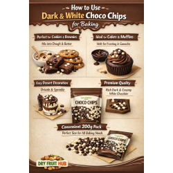 Dark & White Choco Chips – 200g for Baking, Cookies & Desserts Dark & White Choco Chips – 200g for Baking, Cookies & Desserts