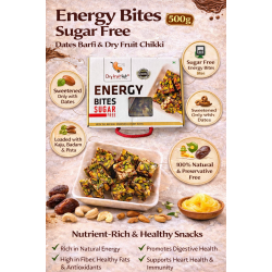 Energy Bites Sugar Free 1kg | Dates Barfi & Dry Fruit Chikki with Kaju, Badam, Pista & Pure Ghee