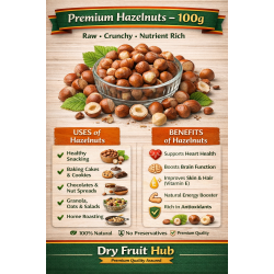 Hazel nuts 100g | Raw Hazelnut Kernels | Healthy & Crunchy Dry Fruits