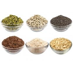 Raw Seeds Combo for Eating 1200g (Pack of 6) | Pumpkin, Sunflower, Sesame, Chia, Flax & Watermelon Seeds | Natural, Unsalted & Unroasted
