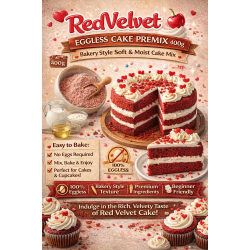 Red Velvet Eggless Cake Premix 400g | Soft & Moist Bakery Style Cake Mix | Easy to Bake Red Velvet Eggless Cake Premix 400g | Soft & Moist Bakery Style Cake Mix | Easy to Bake