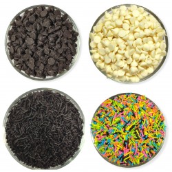 Sprinkles & Choco Chips Combo 450g | Dark, White Chocolate Chips & Colourful Cake Sprinkles for Baking