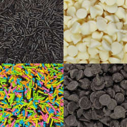 Sprinkles & Choco Chips Combo 450g | Dark, White Chocolate Chips & Colourful Cake Sprinkles for Baking